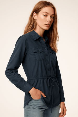 Tunic Shirt in Deep Indigo _Size:  S
