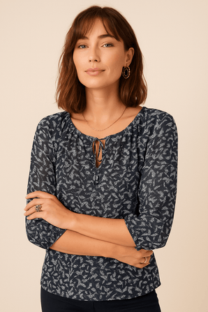 David Lawrence Printed Silk Blouse - Size: S