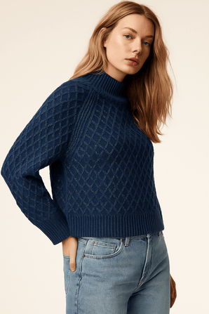 Diamond Structure Sweater with Shimmer Thread-Size: M