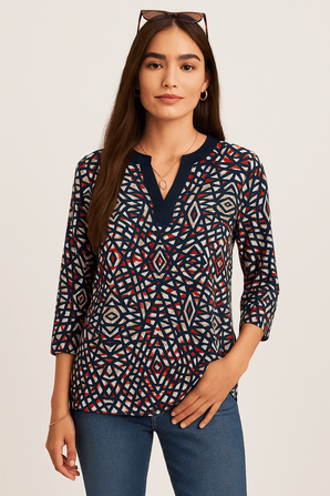 Cotton Silk African Print Blouse - Size: M