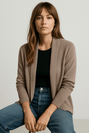 Light Brown Shimmery Knit Cardigan - Size:S/M