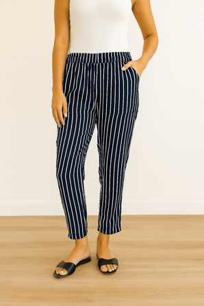 100% Viscose Black Striped Pants - Size: S