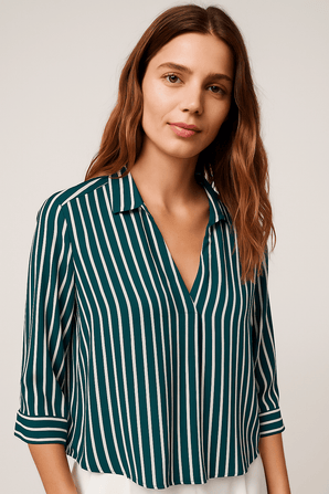 Striped V_Neck Popover- Size: S