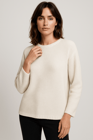 Casual Knit Sweater with Textured Weave-Size: L