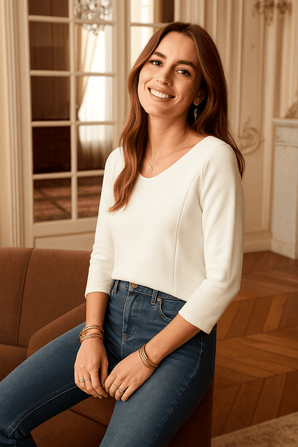 Boatneck Structured Blouse- Size: M