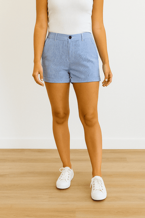 Blue & White Stripped Shorts - Size: M