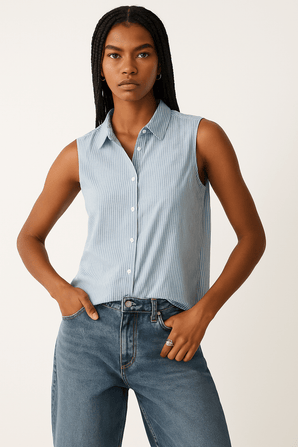 Casual Striped Sleeveless Blouse  Size : XS