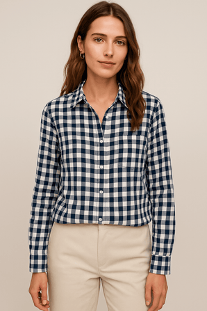 Black and White Modern Check Shirt - Size: XS