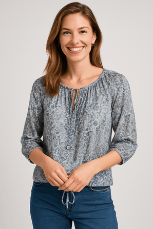 100% Silk Floral Paisley Blouse - Size: S