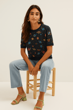 Space Galaxy Print Top- Size: M