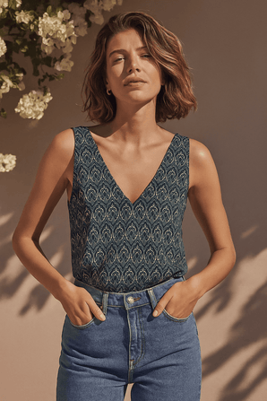 Geometric Print Tank Top - Size: XS