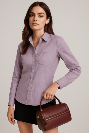 100% Cotton Classic Shirt in Light Purple - Size: M