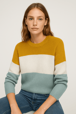 Color Block Knit Sweater - Size: M
