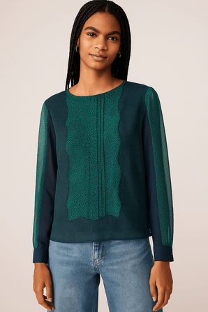 Teel Green Lace Blouse-Size: XS