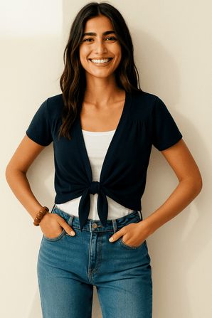 Tie Front Shrug Jumper- Size:M