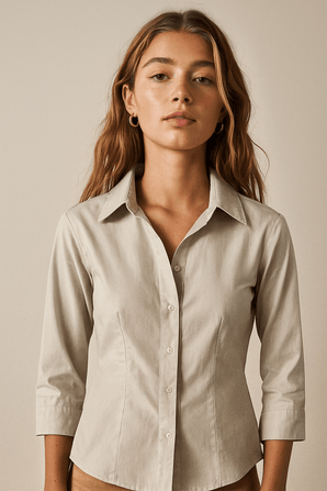 Classic Shirt in Light Beige Tone - Size: M