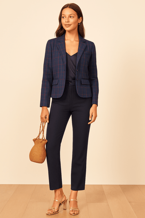 Vintage Wool Blend Checkered Blazer-Size: M