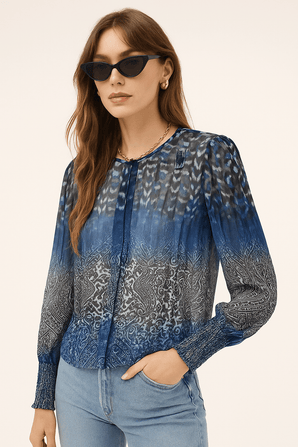 Shimmery Animal Print Blouse- Size: M