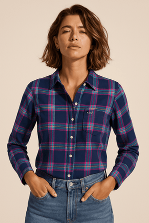 Cotton Colourful Plaid Shirt - Size: L