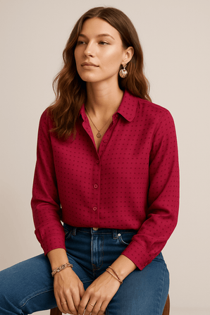 MOSCHINO Vintage Red Silk Shirt - Size: M