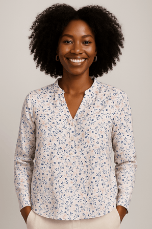 Soft Pink Floral Blouse - Size: XL