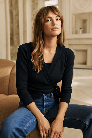 Zara Black Cardigan with Side Tie - Size: L