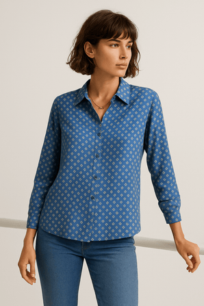 MaxMara Pure Silk Diamond Patterned  Blouse - Size: M