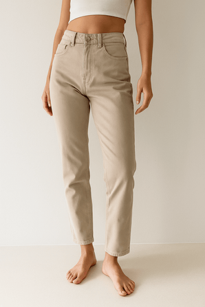 Beige Denim Pants - Size: XS