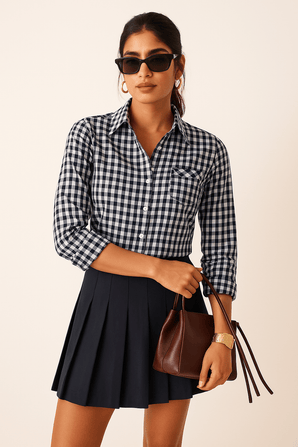 Guess Black and White Check Shirt-Size:S