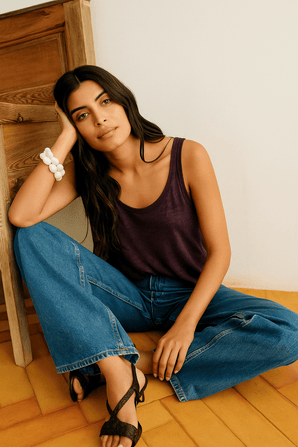 Linen Racerback Tank TOP- Size: S