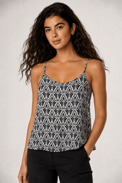 Black & White Geometric Pattern Camisole - Size: XS