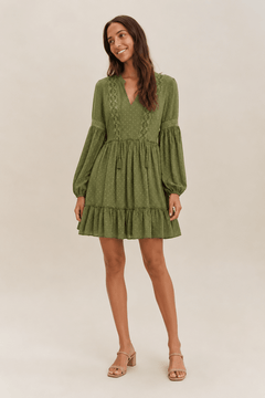 Swiss Dot Midi Dress with Lace Detail - Size: S