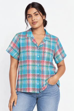 Casual Plaid Shirt in Vibrant Colors - Size: XL/XXL