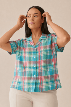 Casual Plaid Shirt in Vibrant Colors - Size: XL/XXL