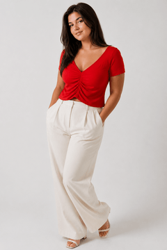 Stretchy V-Neck Top in Viscose- Size: M/L