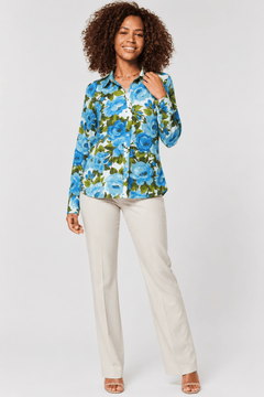 Rose Print Shirt in Pure Cotton- Size: M/L