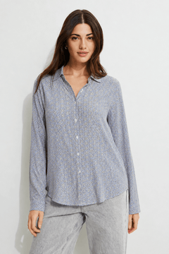 White & Blue Collared Shirt - Size: XL