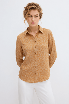 Retro Floral Print Shirt in Cotton - Size: S
