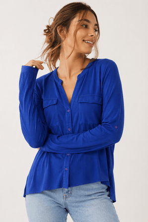 Simple Blouse in Royal Blue- Size: M