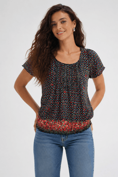 Floral Ditsy Print Top with Sequin- Size: S