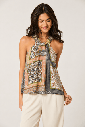 Boho Patchwork Halter Top - Size: XL