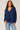 Navy Blue Wrap Front Blouse in Viscose- Size: S