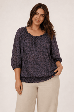 ♦︎ Purple Floral Blouse - Size: XL