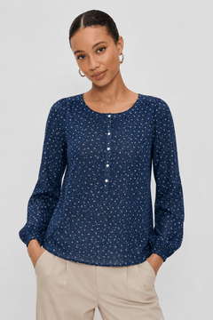 Anchor Pattern Blouse in Lightweight Fabric- Size: XS