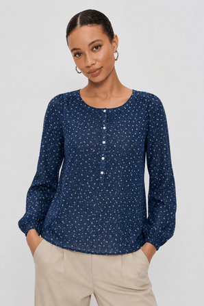 Anchor Pattern Blouse in Lightweight Fabric- Size: XS