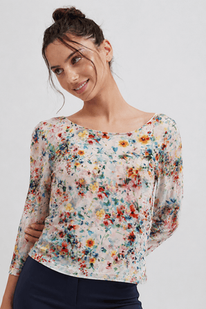 Colorful Floral Blouse in Viscose- Size: S/M