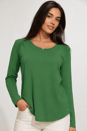 Forest Green Scoop Neck Blouse - Size: L