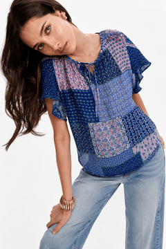 Patchwork Bohemian Blouse - Size: S/M