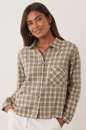 Plaid Shirt in Earthy Colors- Size: M/L