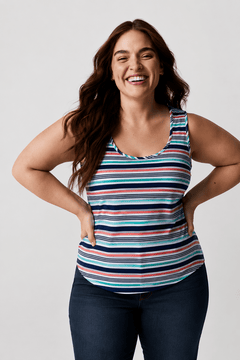 Comfortable Tank Top in Colorful Strips- Size: XL
